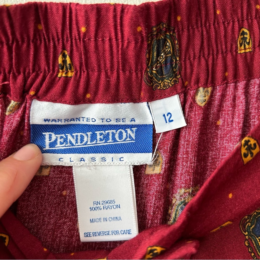 Pendleton Classic Vintage Signature Crest Crown Wrap Maxi Skirt Red Gold 12 - Picture 6 of 14